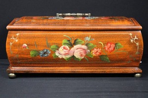 Hand-Painted Floral Wooden Keepsake Box 14 x 5