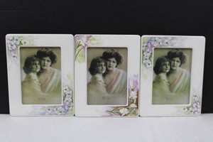 Floral Decorative Picture Frames With Portrait Inserts (Lot of 3)