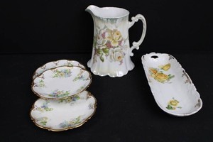 Floral Serving Ware Pitcher, Plates & Tray Mixed Lot