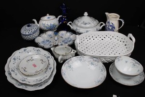 Blue Floral Porcelain & Ceramic Serving Pieces Mixed Lot