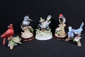 Decorative Bird Figurine Collection - 5-Piece Set 5-7H