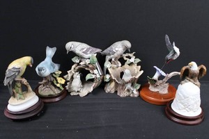 Decorative Bird Figurines - Parrot, Songbirds, Hummingbird & Eagle (Lot of 6)