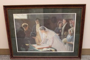 Framed Wedding Ceremony Artwork - 35 X 27 in