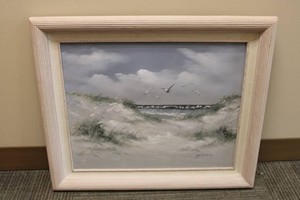 Signed Coastal Dune Seascape Framed Artwork - 25 X 21 in