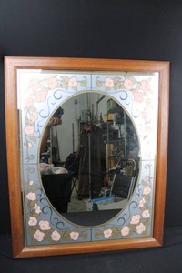Decorative Floral Framed Wall Mirror 30H