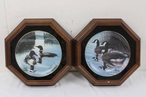 Derk Hansen Framed Wildlife Collector Plates - Loons & Canada Geese (Lot of 2) 8D