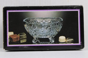 Clear Glass Floral Footed Bowl - 6 W x 3 H