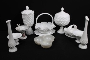 Vintage White Hobnail Milk Glass 11-Piece