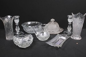 Clear Pressed Glass Tableware Mixed Lot