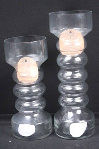 Handcrafted Indian Glass Candle Holders - Pair