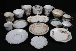 Vintage-Style Assorted China Teacups, Plates & Serving Pieces Mixed Lot