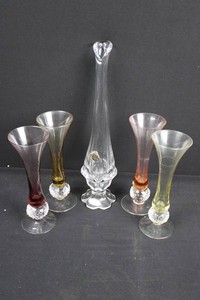 Fenton & Art Glass Trumpet Vase Assortment (Lot of 5)