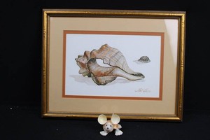 Framed Seashell Artwork & Seashell Mouse Figurine (17 x 13 and 2 mouse figure)
