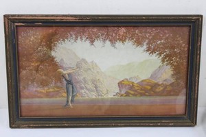 Vintage Framed Mountain Landscape Artwork