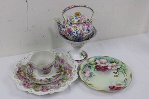 Floral Porcelain Teapot, Teacup Set, Bowl & Plate Mixed Lot