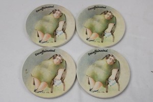 Decaffeinated Illustrated Cork-Back Coasters (Lot of 4)