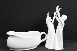 White Porcelain Figurines & Gravy Boat Mixed Lot