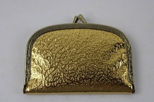 Vintage Gold-Tone Sewing Kit in Embossed Coin Purse Case