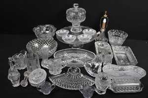 Clear Cut-Glass Servingware & Decorative Glass Mixed Lot