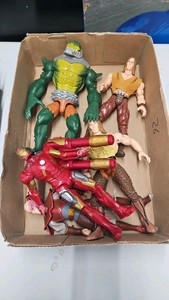 Lot of large toy action figures hercules,iron man etc.