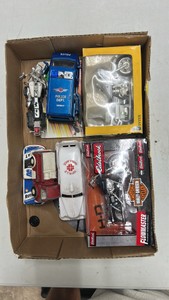 Diecast slot, motorcycles, police vehicle, fire truck, ambulance