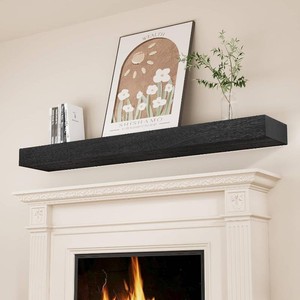 $146 SAUMONIERES 60 Solid Wood Wall Shelf Black