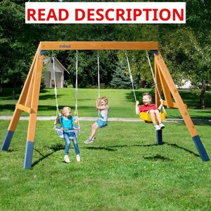 $246 ROBUD 3-in-1 Wooden Swing Set for Backyard