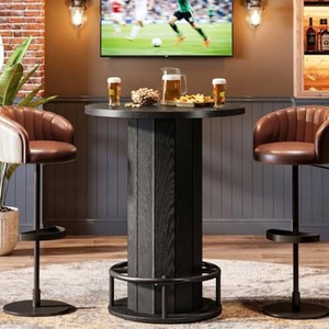 $160 Tribesigns Round Bar Table 39.4 H Black