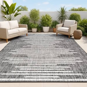 $119 Jonathan Y Stripe Rug 6x9 BlackIvory