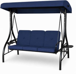 $250 Garvee 3-Seat Outdoor Swing with Canopy, Blue