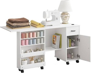 $140 Sewing Table Folding   Storage Shelves Drawer