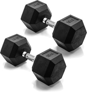 $116 Cap Rubber Coated Dumbbells Set with Handles
