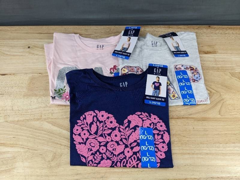 3 GAP Kids Girls Short Sleeve Tees Size L (1012) - Brand New