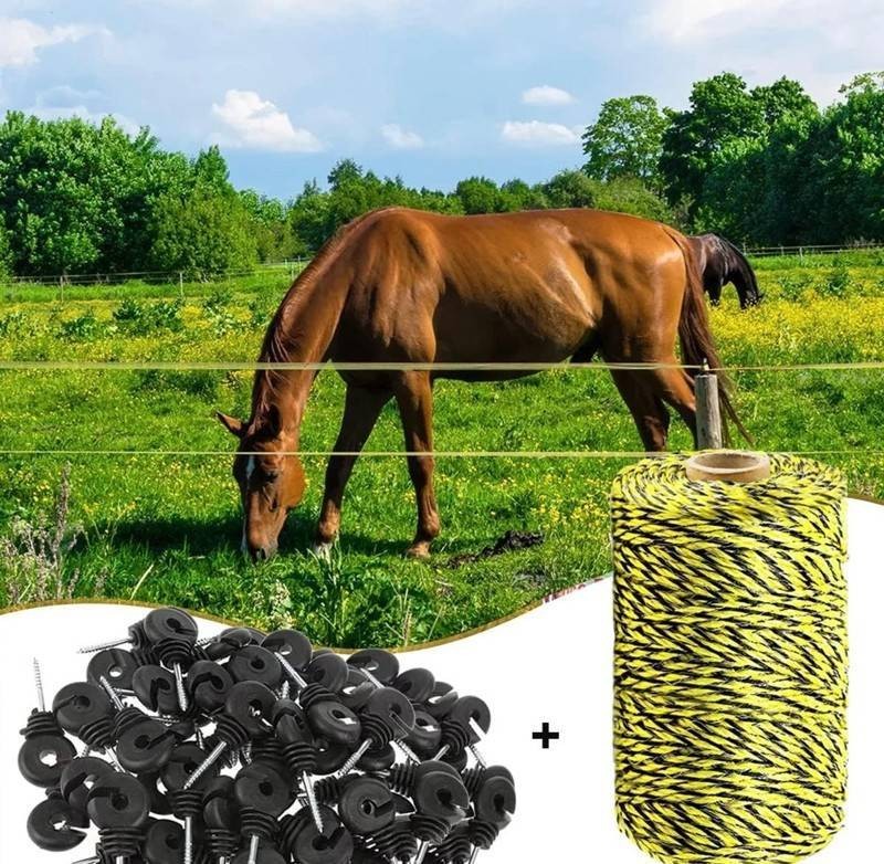 Electric Fence Polywire Kit 330 With 50 Insulators and 6 Stainless Steel Wires - Brand New