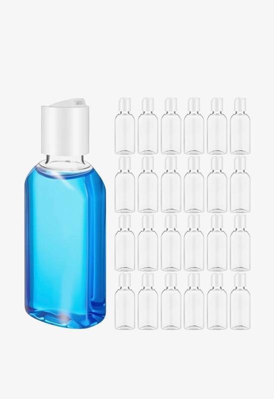 Youngever 2 oz Clear Plastic Travel Bottles With Flip Caps, 24 Total - Brand New