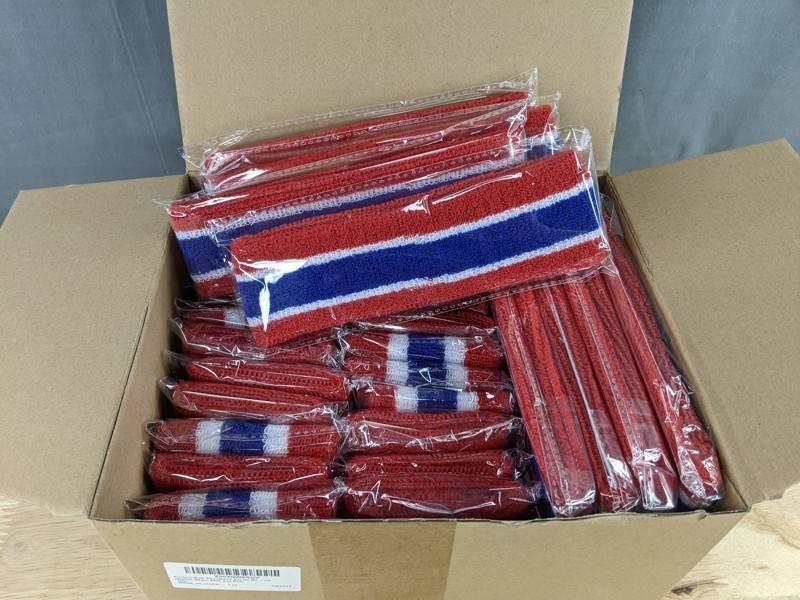 Red White Blue Headbands and Wristbands, 12 Total Sets - Brand New