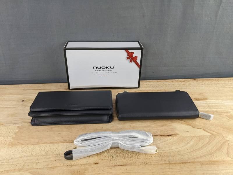 NUOKU Crossbody Bag and Cell Phone RFID Wallet, 2 Straps, Grey - Brand New