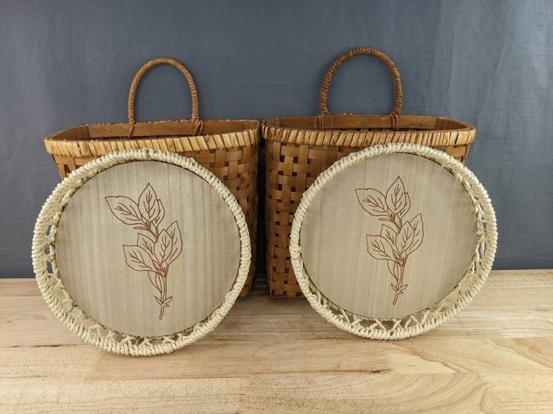 Woven Hanging 12.5 x 11 Baskets With 11 Trays - Brand New