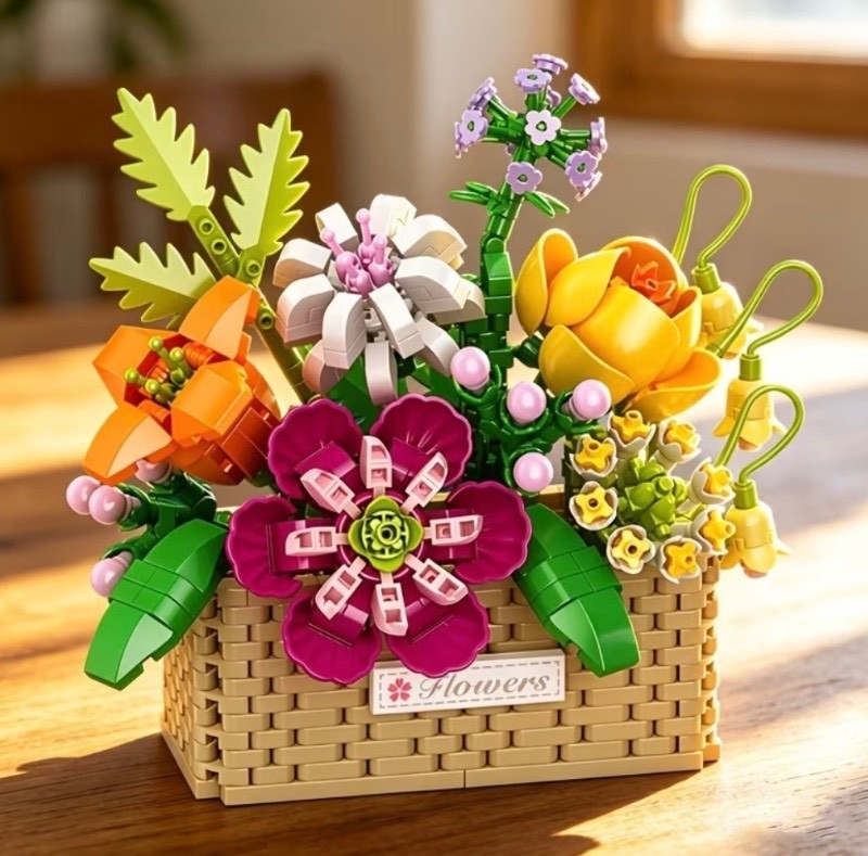 Flower Basket Building Block Mini Brick Toy Set, Model 5304 - Brand New