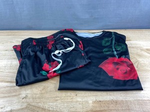 Womens Floral Shorts and T-Shirt Set, Black, Size 5X - Brand New