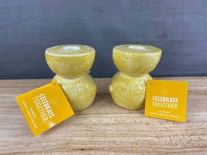 Celebrate Together Lemon Taper Candle Ceramic Holders - Brand New