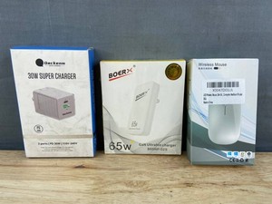 Bakenm 30W Supercharger, Belx 65W GaN Ultrathin Charger & Wireless Mouse - Brand New