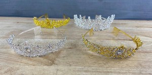 Tiara Crowns Rhinestone Tiaras - Silver & Gold, 4 Total - Brand New