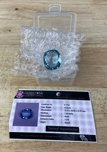 SAS GEMS Natural Aquamarine 42.10 Ct Certified Loose Gemstone 23.25 x 20 x 12.55mm - Brand New