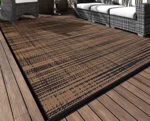 VUNATE Reversible Outdoor Plastic Rug, Black & Brown, 5 x 8 - Brand New