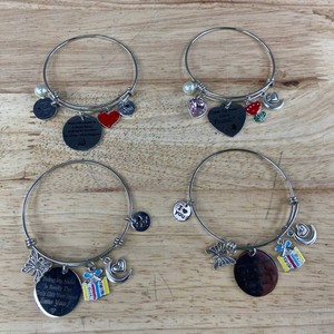 Silver-Tone Charm Bracelets - Daughter, Niece, Warm Home, and Life is Beautiful - Brand New
