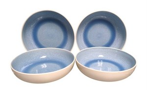 Members Mark Artisan Blue Stoneware Pasta Bowls, 4 Total - Brand New