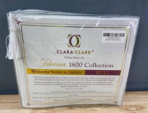 Clara Clark Premier 1800 Full Deep Pocket White Sheet Set - Brand New