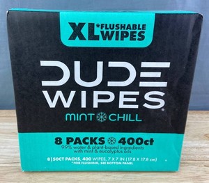 Dude Wipes XL Mint Chill Flushable Wipes, 400 Count, $34 Retail - Brand New