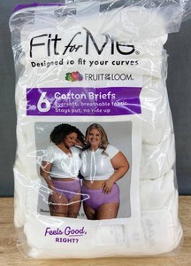 Fruit of the Loom Fit for Me Briefs Womens Size 5X, White, 6 Pack - Brand New